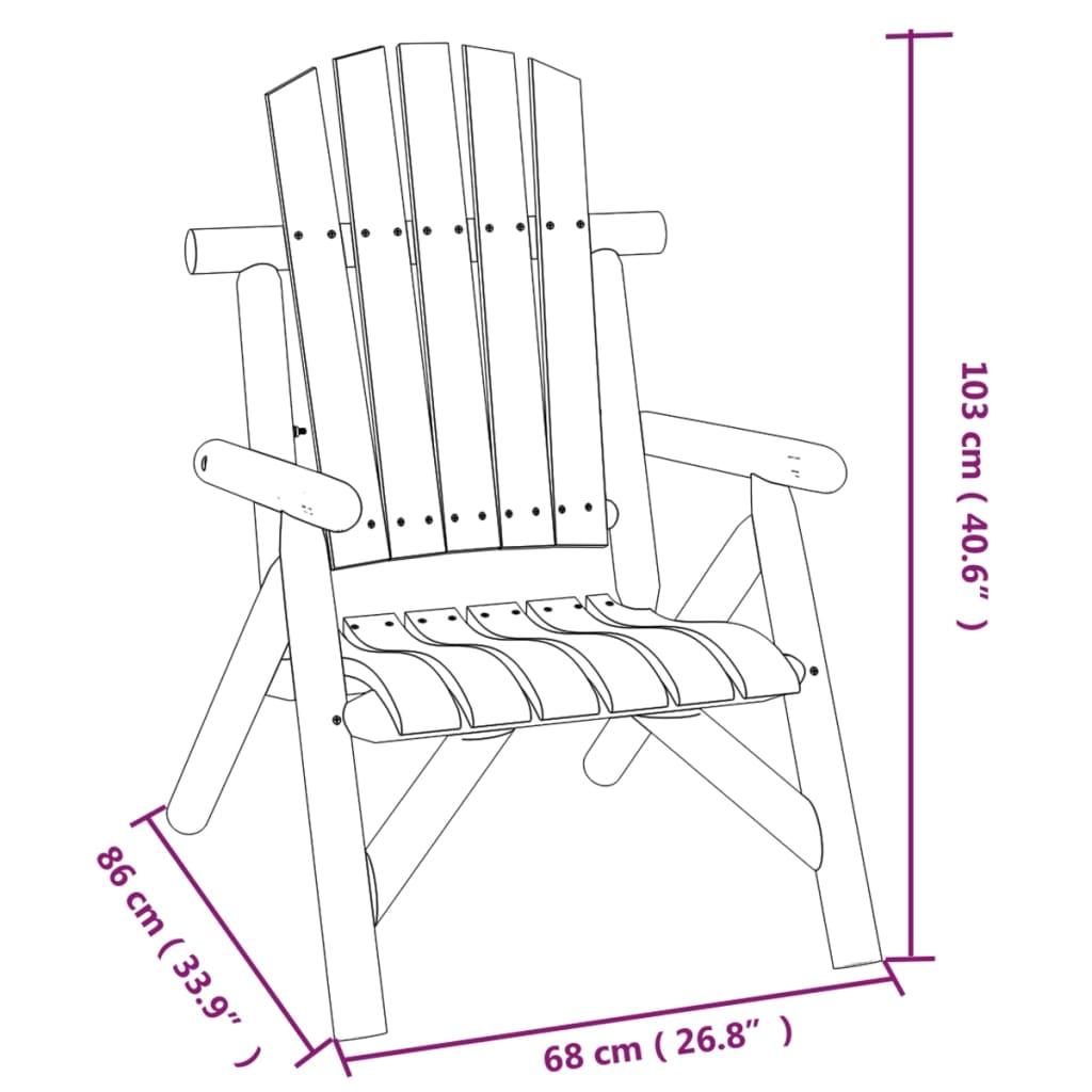vidaXL Patio Chair 26.8"x33.9"x40.6" Solid Wood Spruce
