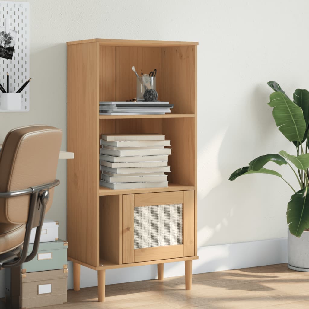 vidaXL Bookcase Bookshelf Storage Cabinet SENJA Rattan Look Solid Wood Pine
