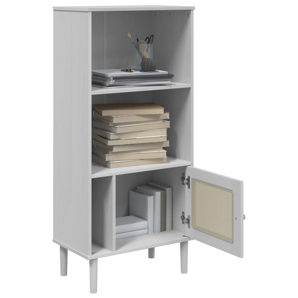 vidaXL Bookcase Bookshelf Storage Cabinet SENJA Rattan Look Solid Wood Pine