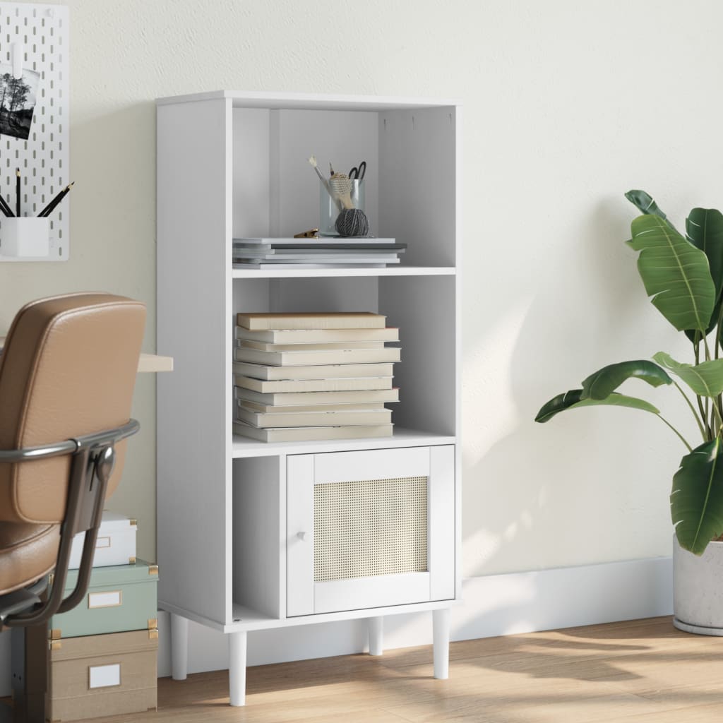 vidaXL Bookcase Bookshelf Storage Cabinet SENJA Rattan Look Solid Wood Pine