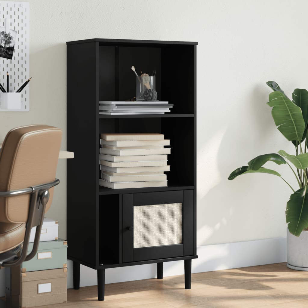 vidaXL Bookcase Bookshelf Storage Cabinet SENJA Rattan Look Solid Wood Pine
